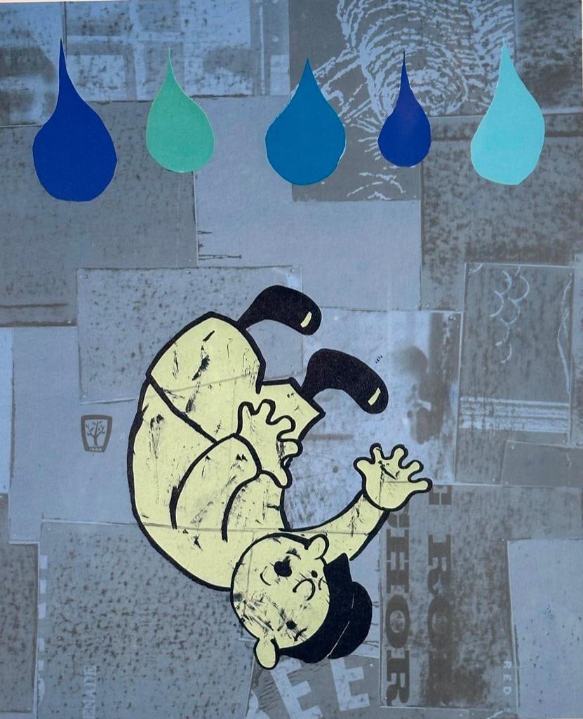 Marty Ackley Lithograph and Collage, "Idle Portions" (1 of 8)