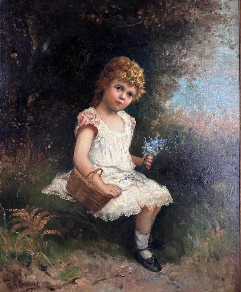 Frederick Gerald Kinnaird Oil, Young Girl with a Bouquet (1 of 9)