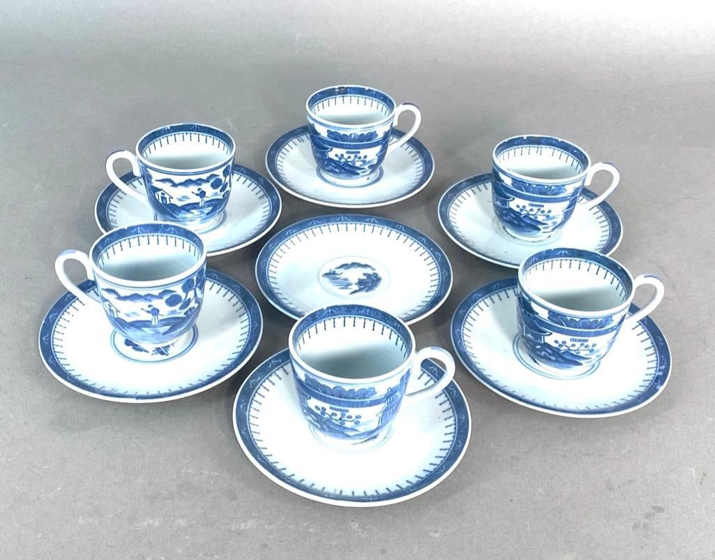 Canton Style Blue and White Demitasse Set (1 of 6)