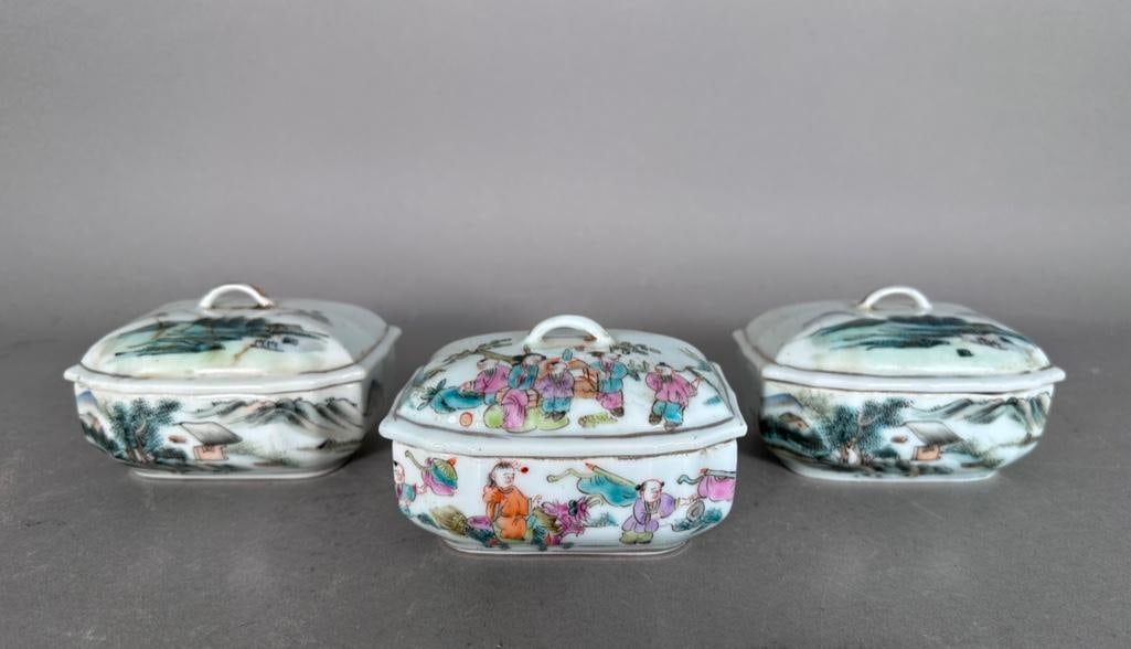 Three Covered Chinese Soap Dishes (1 of 9)