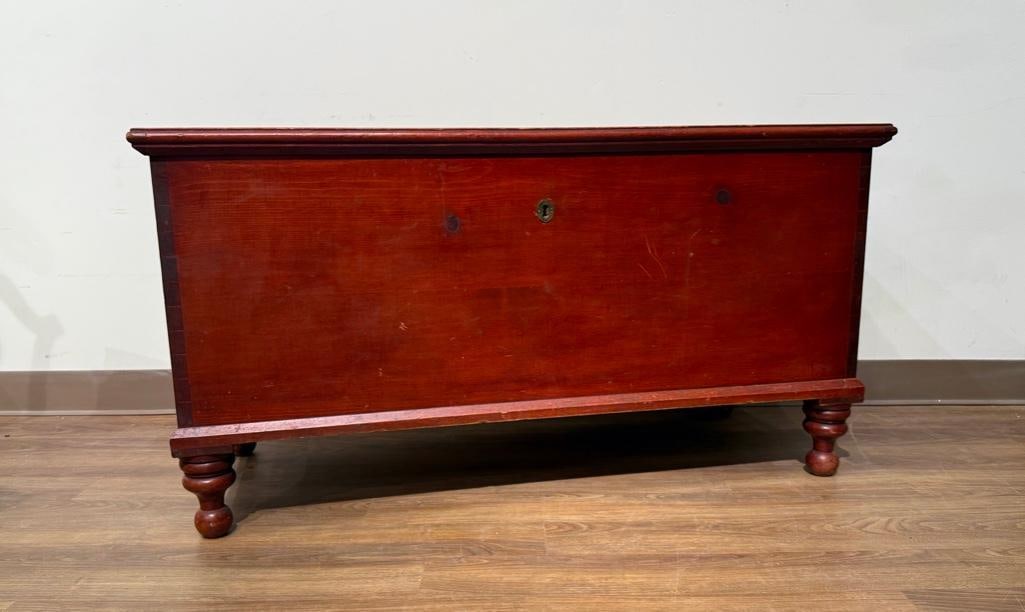 Red Stained Pine Storage Chest (1 of 8)