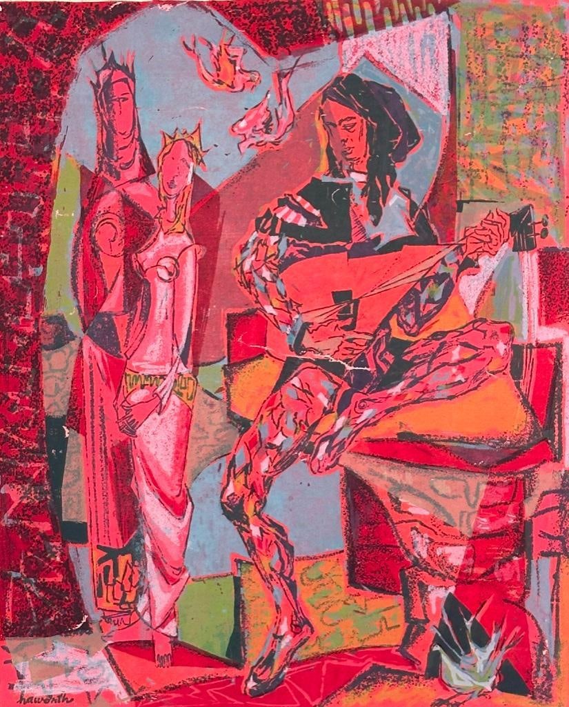 Miriam Haworth Silkscreen, "Two Queens and a Minstral, One Day" (1 of 12)