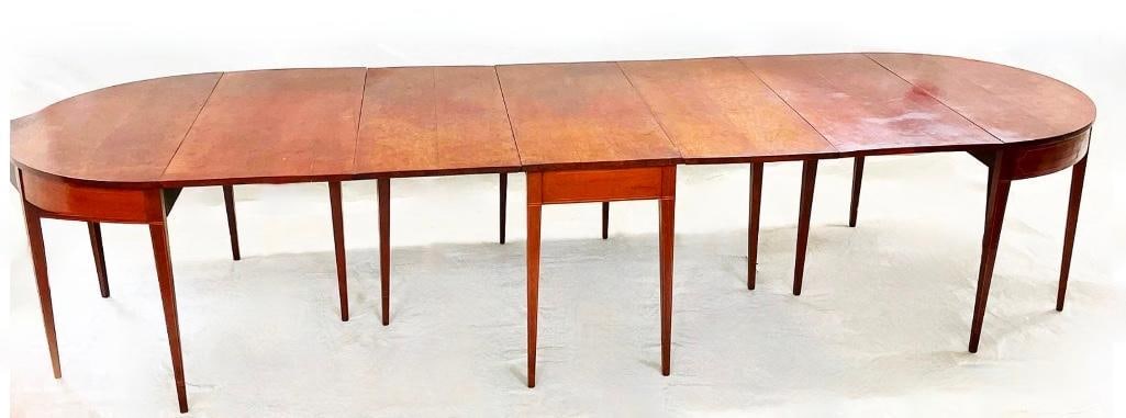 Hepplewhite Style Three Part Drop Leaf Mahogany Dining Table (1 of 8)