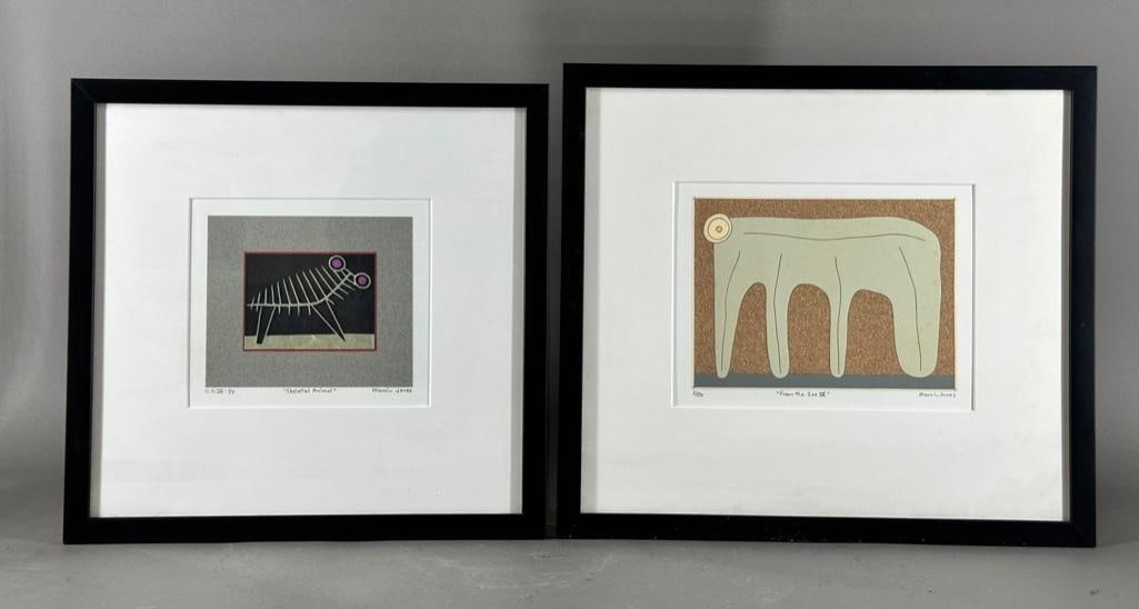 Two Works by Marvin Jones, "Skeletal Animal" and "From the Zoo IV": Marvin Jones (American 1940 - 2005) "Skeletal Animal," signed in pencil lower right, titled, numbered C.S.III: 1/4, mounted by the artist; and "From the Zoo IV, " lithograph on paper, 