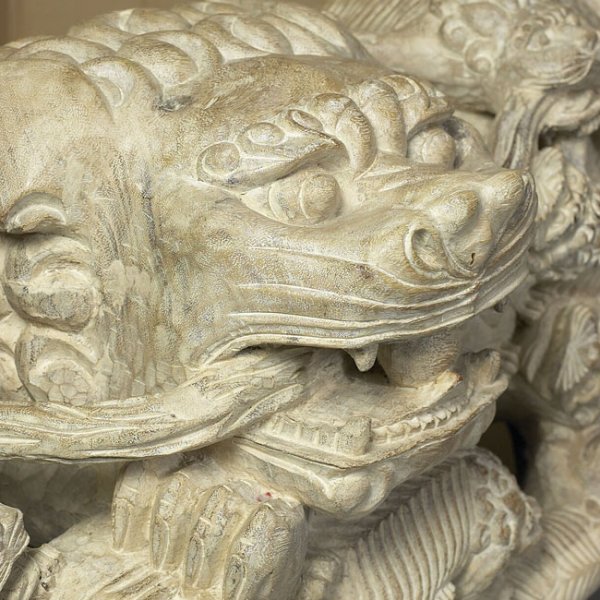 Large Pair of Wood Carved Foo Dogs. - 3