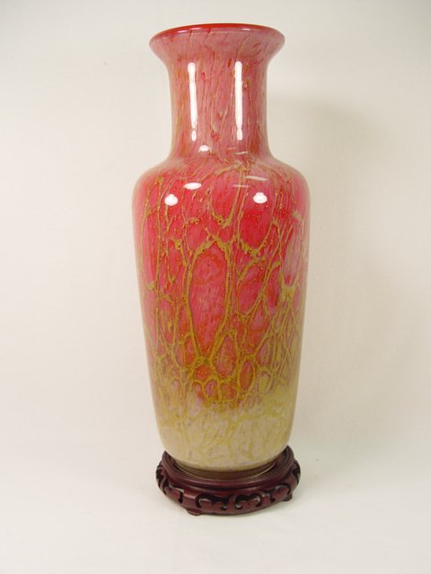 Large German Murano Style Vase on Base. 