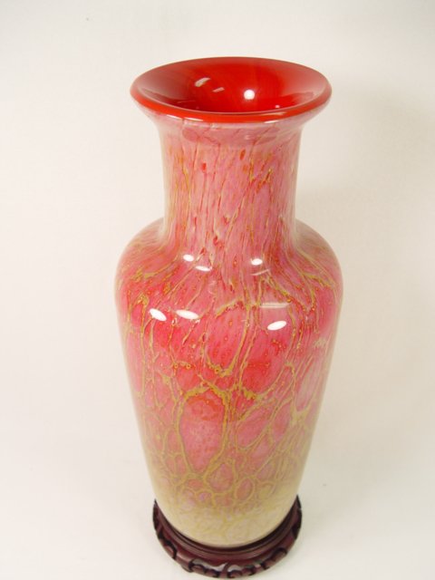 Large German Murano Style Vase on Base.  - 2