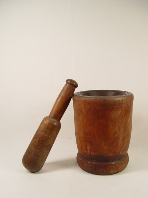 Large Antique Wood Morter & Pestal.C1800s.  - 2