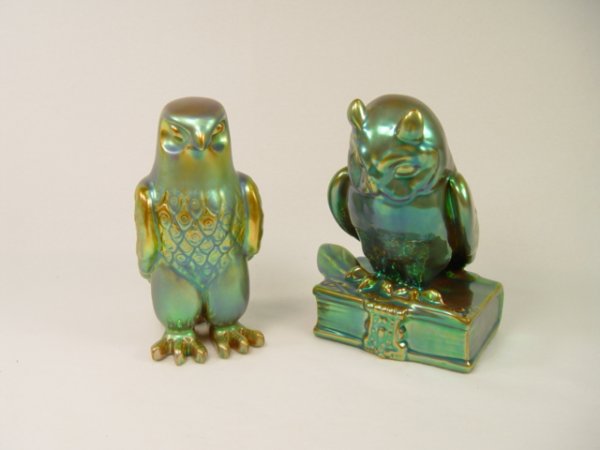Zsolnay-Hungary Porcelain Owl and Eagle. 