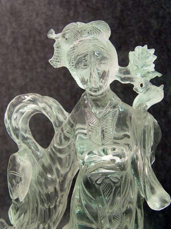 Clear Crystal Quan Yen Figurine on Base. - 2