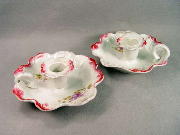 Antique Pair of Napy Style Candleholders. 