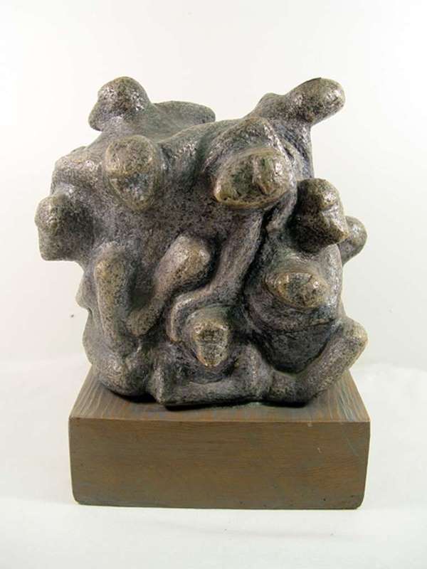 Modern Art Sculpture on Wood Base Titled -Struggle