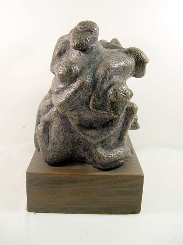Modern Art Sculpture on Wood Base Titled -Struggle - 2