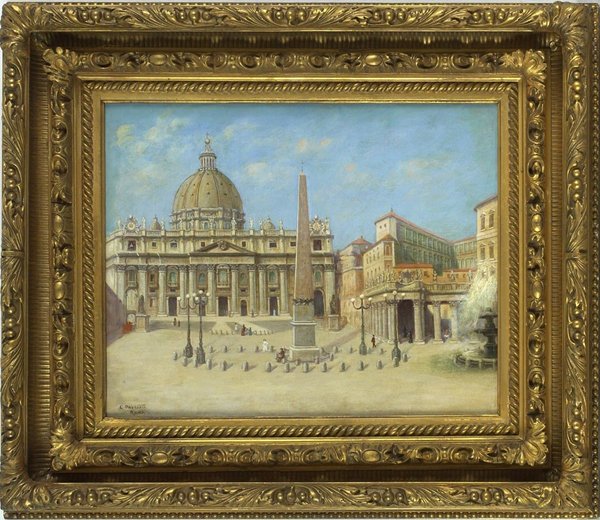 19th C. Oil on Canvas of Rome View.Signed C. Pasc