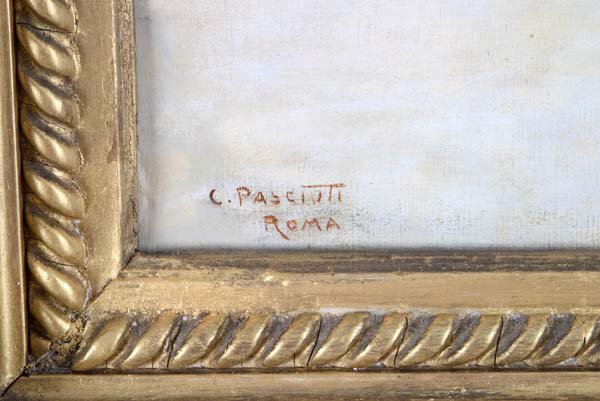 19th C. Oil on Canvas of Rome View.Signed C. Pasc - 2