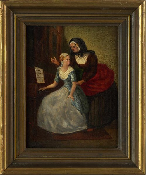 19 C. Oil on Wood Panel The Piano Lesson.
