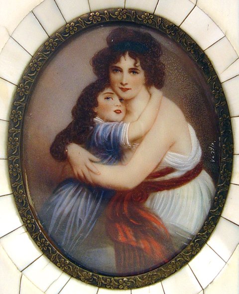 Antique Miniature Painting on Ivory in an Ivory F - 2