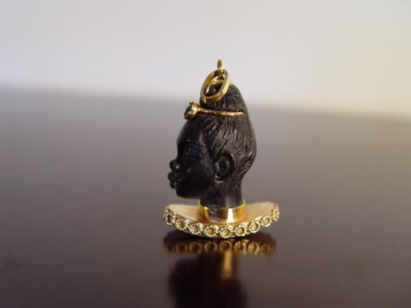 Gold and Black Lady Stone Pendant - 2