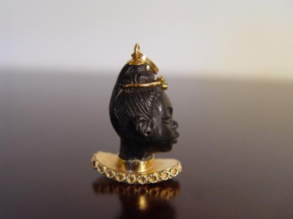 Gold and Black Lady Stone Pendant - 3