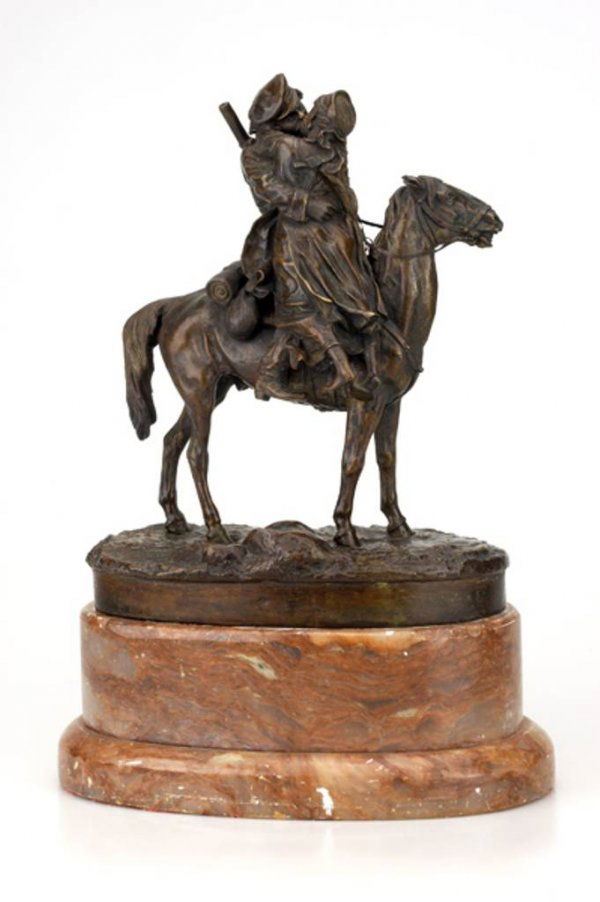 Vasili Grachev (1831-1905), a Bronze Group: Vasili Grachev (1831-1905), a Bronze Group Inscribed with signature and with foundy mark "Fabr. S.F.Woerffel St.Petersbourg" and stamp with date 1877. Sculpture is on a rose marble base. Height withou