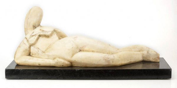 Alexander ARCHIPENKO (Russian, 1887-1964): Alexander ARCHIPENKO (Russian, 1887-1964) Nude. White Marble Figure on Black Marble Base, signed on the back "ARCHIPENKO" and dated 1914