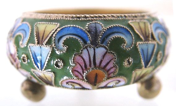 Russian Silver & Enamel Open Salts by K. Skvortsov - 4