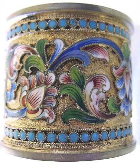 Russian Silver-gilt & Enamel Pair of Napkin Rings - 6
