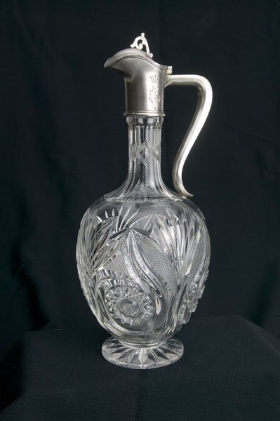 Russian Silver-Mounted Glass Claret Jug by Morozov.