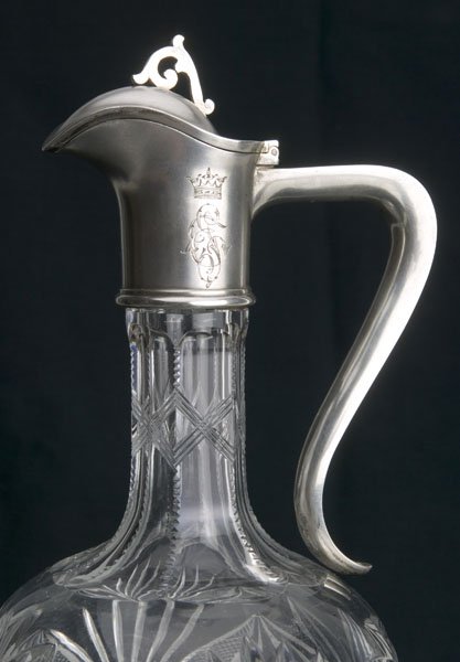 Russian Silver-Mounted Glass Claret Jug by Morozov. - 4