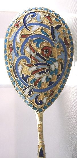 RUSSIAN SILVER-GILT & CLOISONNE SPOON  - 4