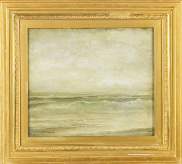William Trost Richards (1833 - 1905) Seascape.: William Trost Richards (1833 - 1905) Seascape. Oil on board. 12 X 13 ? in. , frame 17 X 18 in. Oil on board. 12 X 13 in. , frame 17 X 18 in.