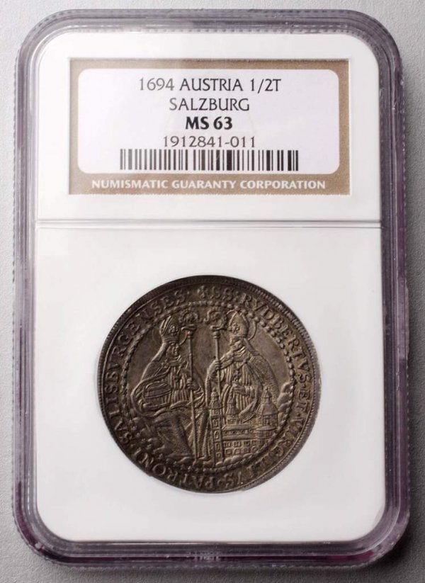 Austria, Salzburg, 1694 1/2 Thaler. MS63 (NGC).