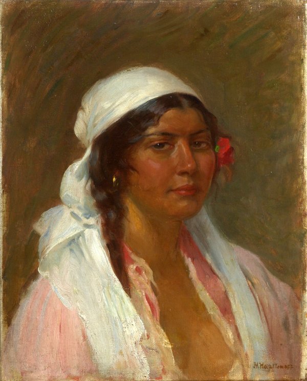 Nicholas Basil. Haritonoff (Russian, 1880-1944) : Nicholas Basil HARITONOFF (Russian, 1880-1944) Gipsy portrait. Signed. Oil on canvas. 18 X 14.5. Unframed Provenance: Bergmann Auction, Germany, 25 Oct 2008 , Lot 567.