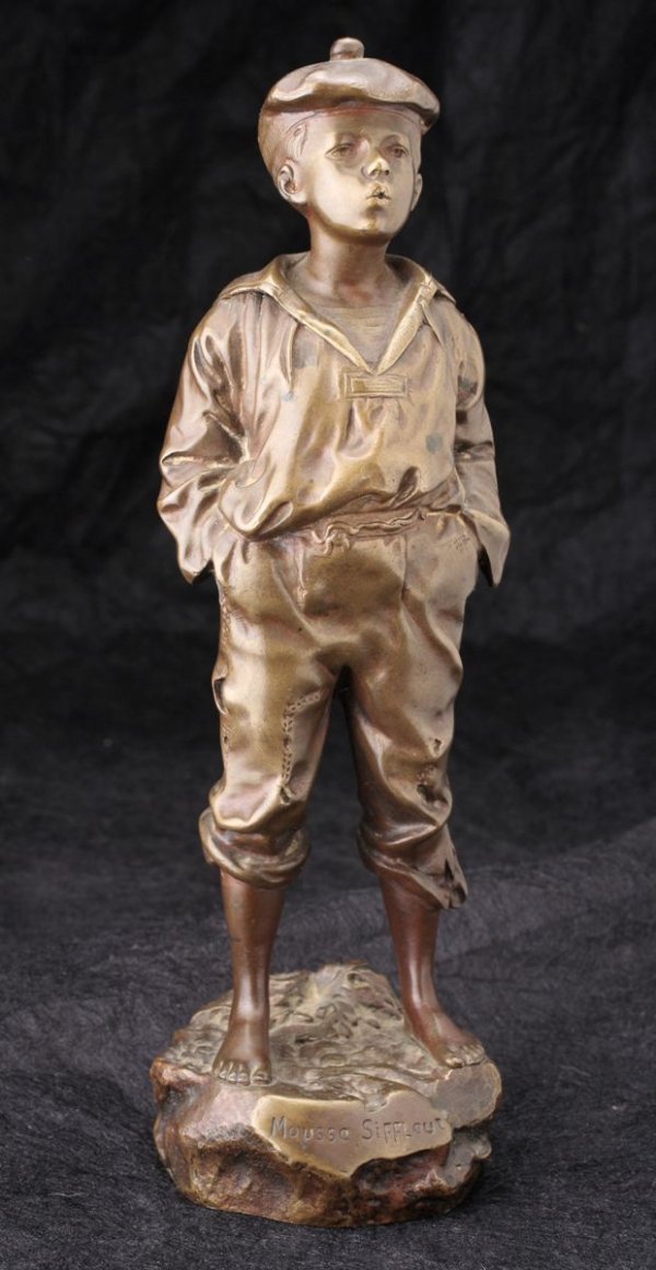 Szczeblewski Vaclaw Bernard (Polish, 1888-?) Bronz: Szczeblewski Vaclaw Bernard (Polish, 1888-?) Mousee Siffleur (Whistling Boy). Bronze. Signed and titled. Foundry mark "C & L Deposee. Bronze Garanty An Titre" #5840, France. H 9 ¼ in.