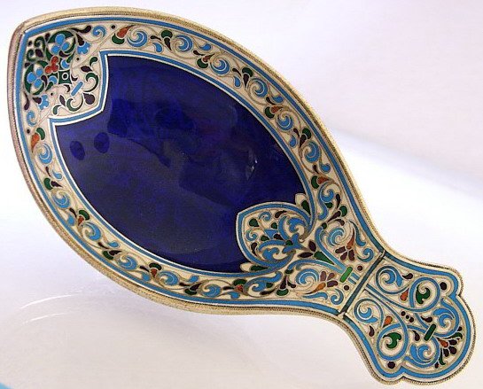 Russian Silver Enameled Kovsh.