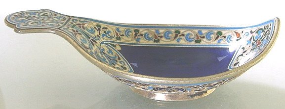 Russian Silver Enameled Kovsh. - 2