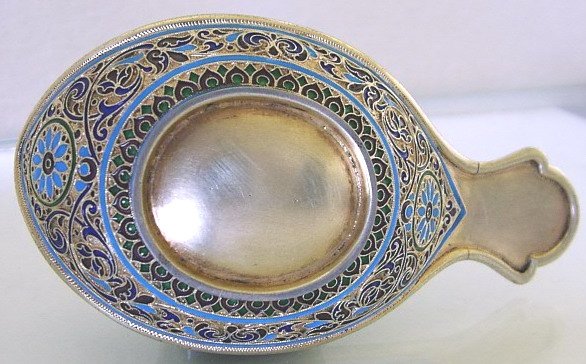 Russian Silver Enameled Kovsh. - 4