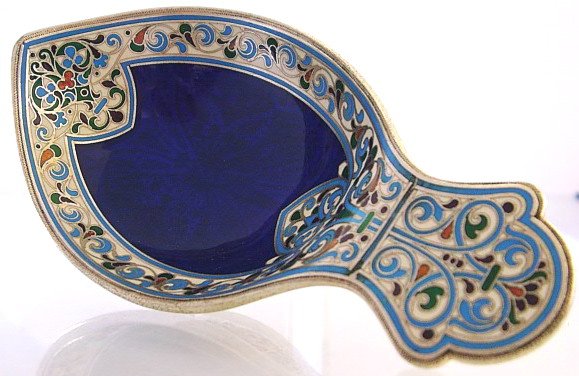 Russian Silver Enameled Kovsh. - 6