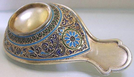 Russian Silver Enameled Kovsh. - 7