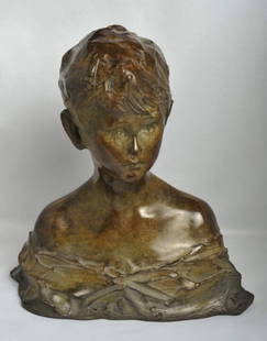 Pavel Petrovitch TRUBETSKOY (Russian, 1866-1938): Pavel Petrovitch TRUBETSKOY (Russian, 1866-1938) Bust of a Boy. Bronze, H 31.5 cm.