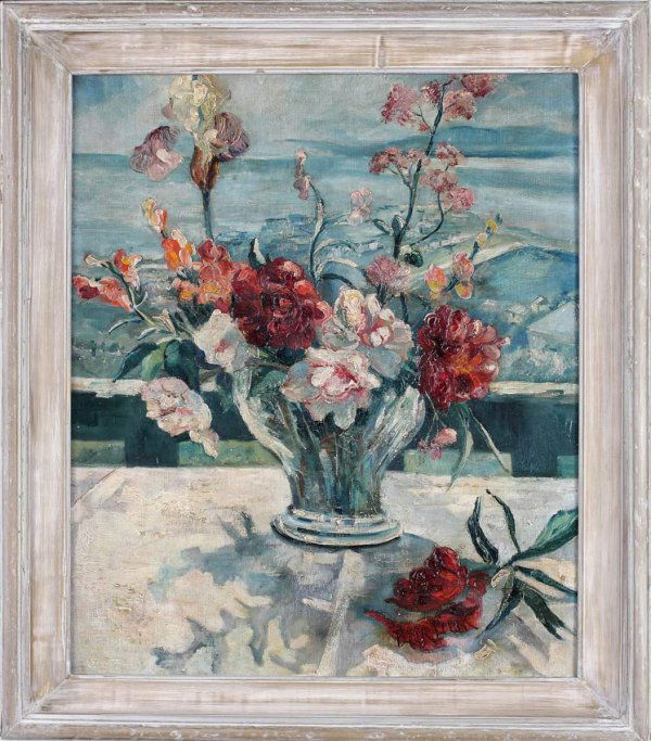 David Davidovich Burliuk (Russian, 1882-1967): David Davidovich Burliuk (Russian, 1882-1967) Still Life. Oil on canvas. Signed. 25.5 X 21.5 in., frame 30.5 X 26.5 in.