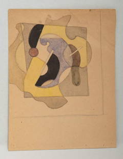 Ivan Vasilievitch KLIUN (Russian, 1873-1943) Abstr: Ivan Vasilievitch KLIUN (Russian, 1873-1943) Abstract Study. Drawing-Watercolor, pencil/paper, Size: (16 x 12 cm) Signed and dated 1930 on verso.