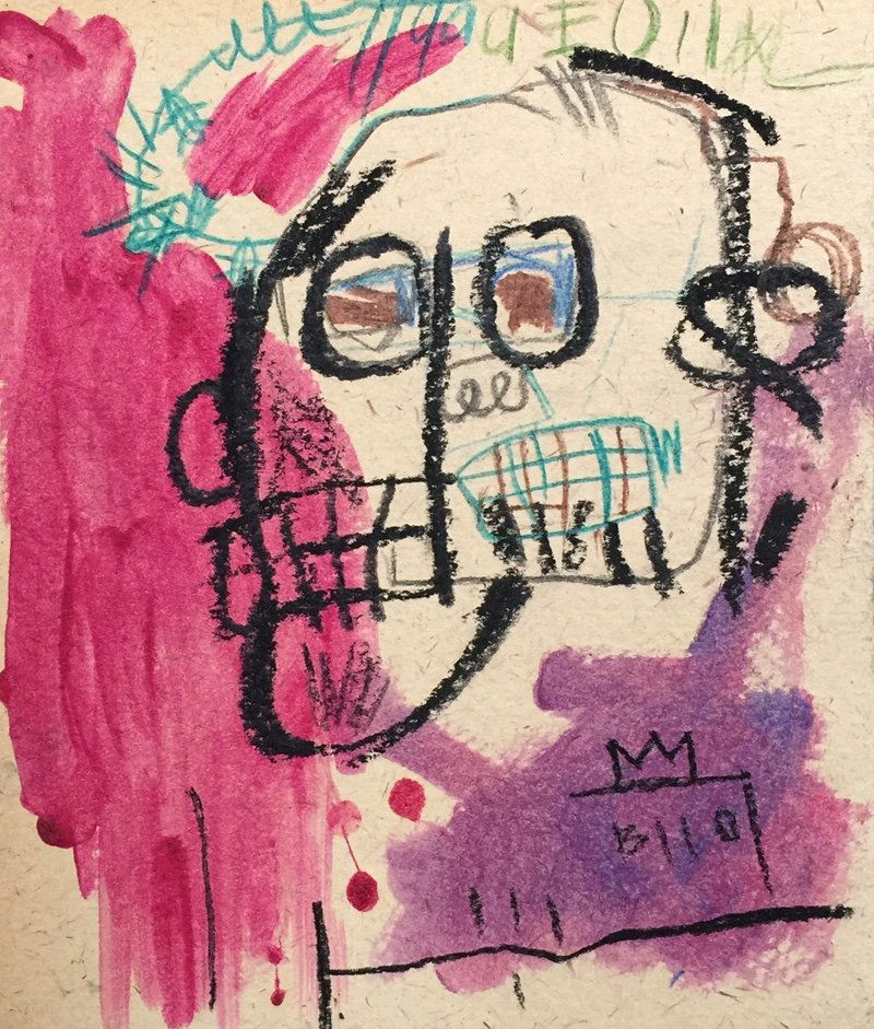 Mixed media on paper signed Jean-Michel Basquiat (1 of 5)
