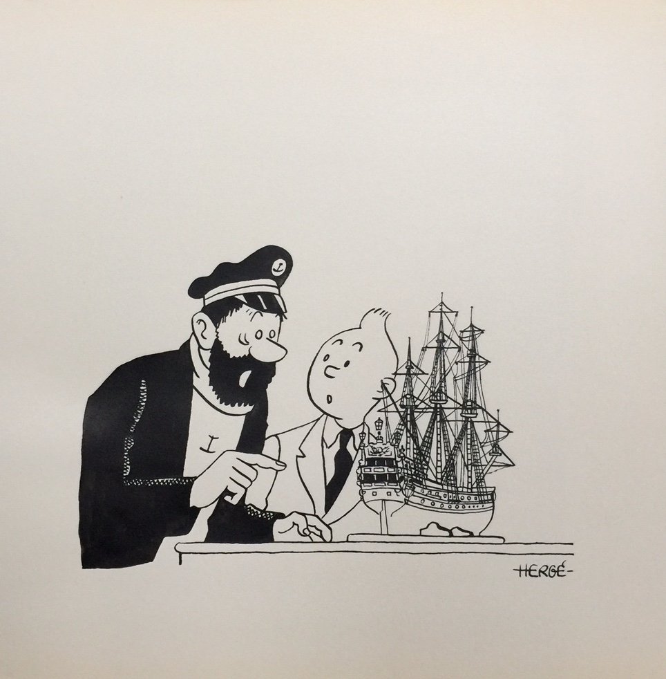 Ink drawing signed Herge (1 of 4)