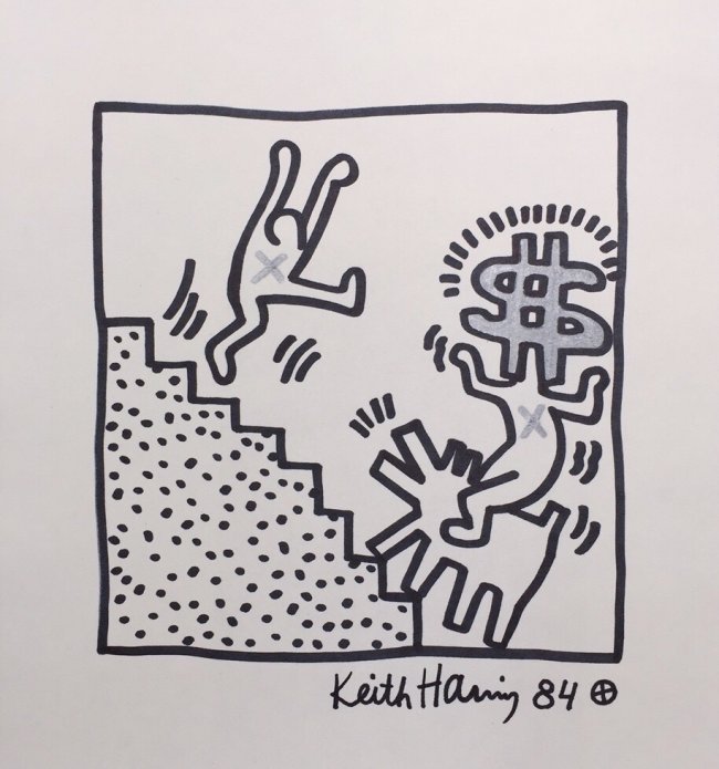 Mixed Media on paper signed Keith Haring (1 of 5)