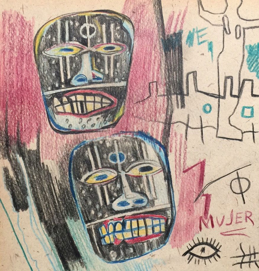 Mixed media on paper signed Jean-Michel Basquiat (1 of 4)