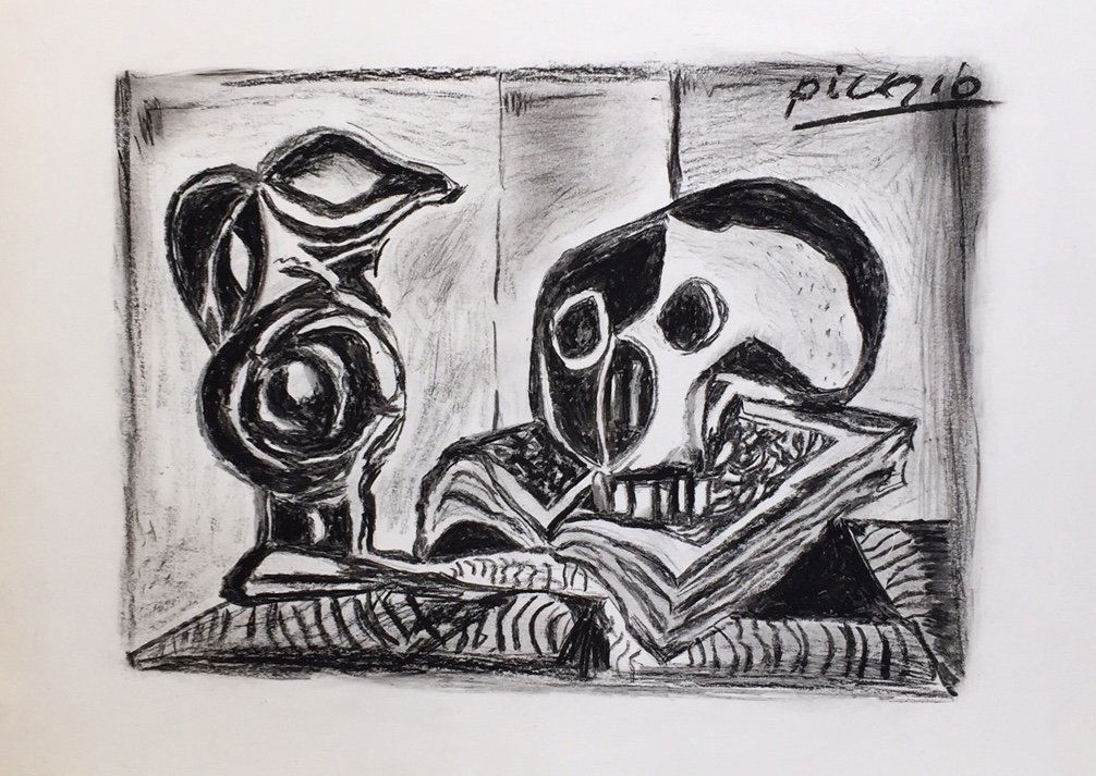 Pablo Picasso charcoal on paper (1 of 5)