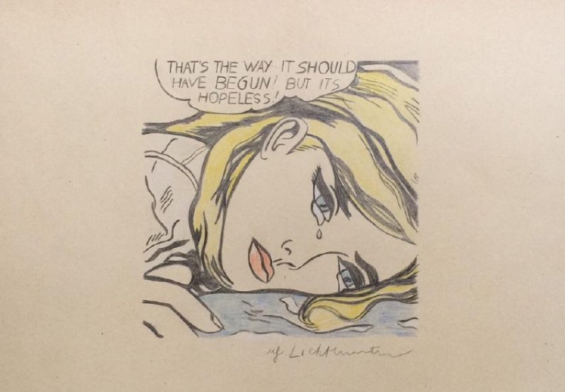 Crayon on paper signed Roy Lichtenstein (1 of 6)