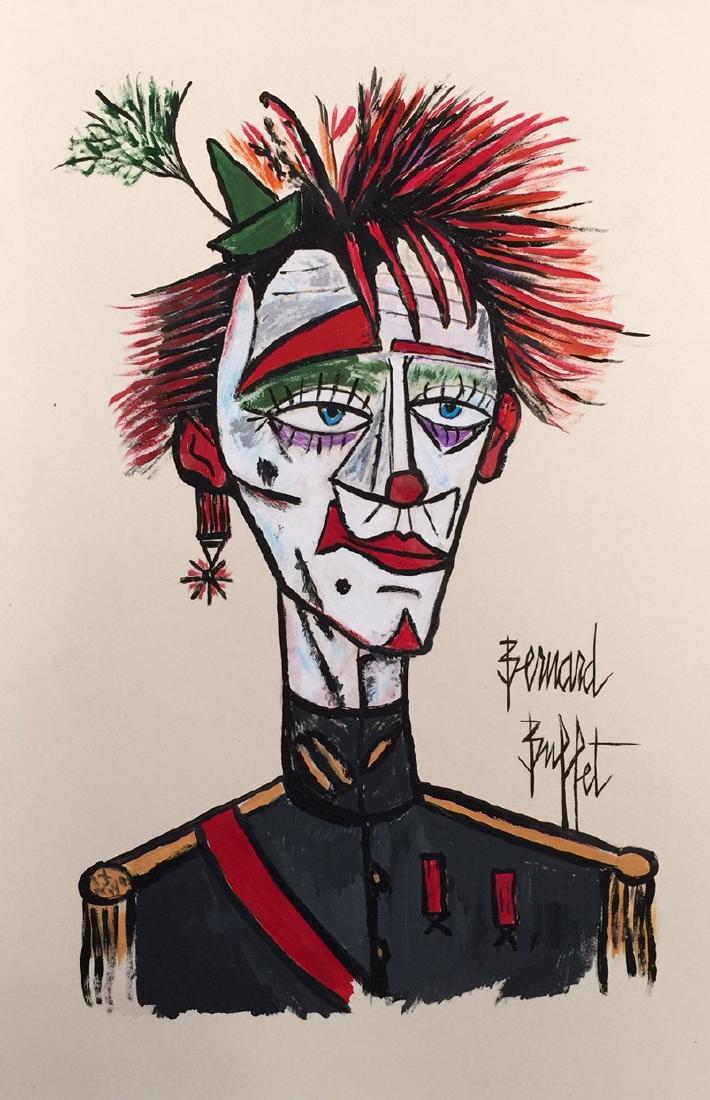 Gouache on paper signed Bernard Buffet style (1 of 5)