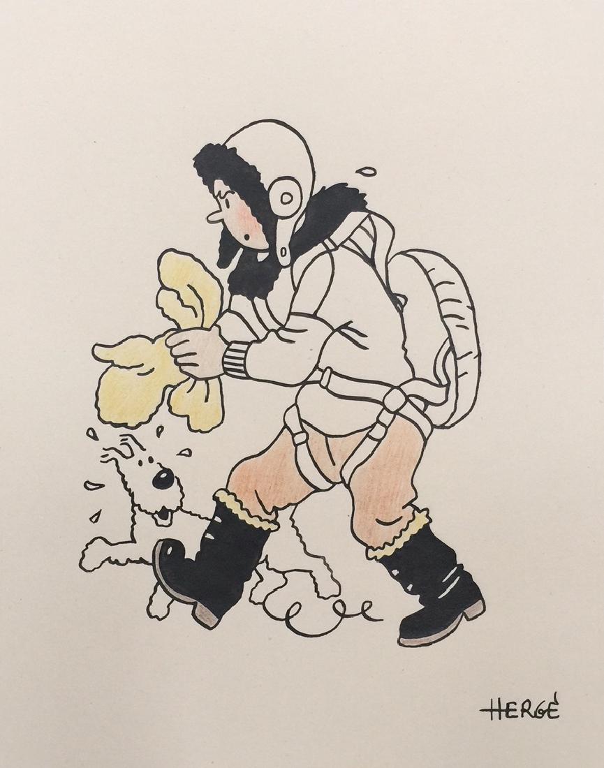 Ink drawing and crayon on paper Herge (1 of 4)